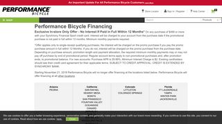Performance Bicycle Financing - Performance Bike