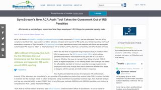 SyncStream's New ACA Audit Tool Takes the Guesswork Out of IRS ...