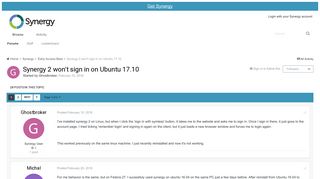 Synergy 2 won't sign in on Ubuntu 17.10 - Early Access Beta ...