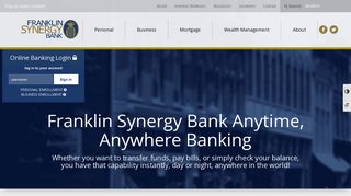 Reading Franklin Synergy Bank Anytime, Anywhere Banking