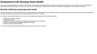 Employment - Synergy Home Health