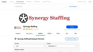 Working at Synergy Staffing: Employee Reviews | Indeed.com