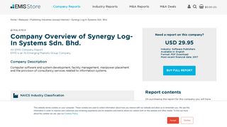 Synergy Log-In Systems Sdn. Bhd. Company Profile | EMIS