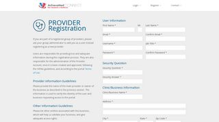 PROVIDER Registration - CONNECT Portal