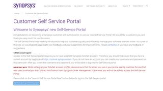 Synopsys Customer Self Service Portal
