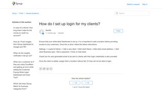 How do I set up login for my clients? – Synup