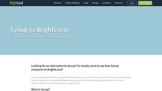 Synup vs BrightLocal | Compare Prices & Features of Synup.com