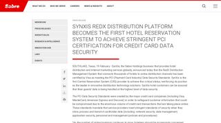 synxis redx distribution platform becomes the first hotel ... - Sabre
