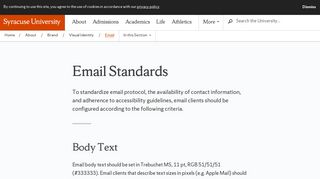 Email Standards - Syracuse University