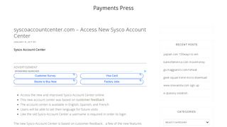 syscoaccountcenter.com, Access New Sysco Account Center ...