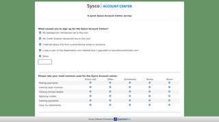 Sysco Account Center | QuestionPro Survey