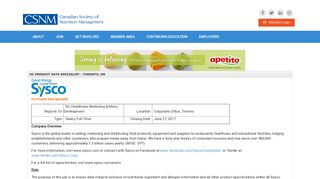 Canadian Society of Nutrition Management (CSNM), HC Product Data ...