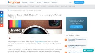 Sysomos Expion Gets Badge In New Instagram Partner Program ...