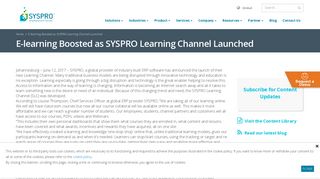E-learning Boosted as SYSPRO Learning Channel Launched ...