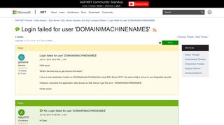Login failed for user 'DOMAINMACHINENAME$' | The ASP.NET Forums