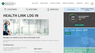 Health Link Log In | Heritage Valley Health System