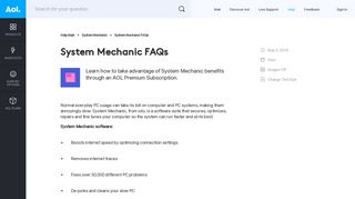 System Mechanic FAQs - AOL Help