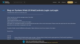 Bug on System.Web.UI.WebControls.Login curLogin - Experts Exchange