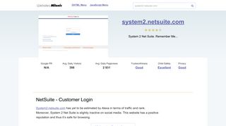 System2.netsuite.com website. NetSuite - Customer Login.