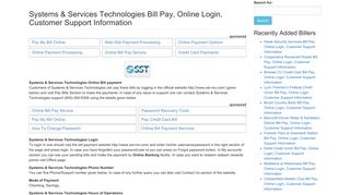 Systems & Services Technologies Bill Pay, Online Login, Customer ...