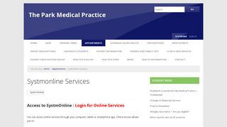 Systmonline Services | The Park Medical Practice