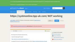 https://systmonline.tpp-uk.com/ NOT working - a ... - WhatDoTheyKnow