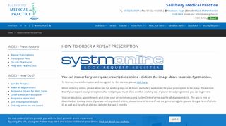 order a repeat prescription - Salisbury Medical Practice