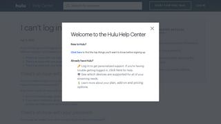I can't log in to Hulu - Hulu Help