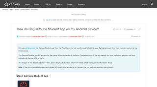 How do I log in to the Student app on my Androi... | Canvas LMS ...