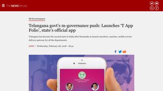 Telangana govt's m-governance push: Launches 'T App Folio', state's ...