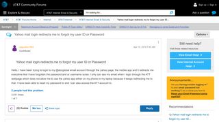 Yahoo mail login redirects me to forgot my user ID... - AT&T ...