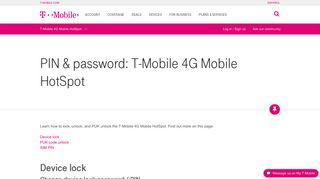 PIN & password: T-Mobile 4G Mobile HotSpot | T-Mobile Support