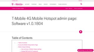 T-Mobile 4G Mobile Hotspot admin page: Software... | T-Mobile Support