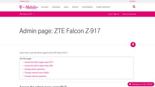 Admin page: ZTE Falcon Z-917 | T-Mobile Support