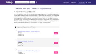 T-Mobile Job Applications | Apply Online at T-Mobile | Snagajob