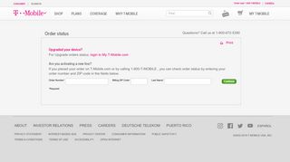 Order Status Lookup Page - T-Mobile