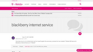 blackberry internet service | T-Mobile Support
