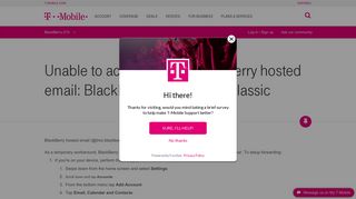 Unable to access or use BlackBerry hosted email... | T-Mobile Support