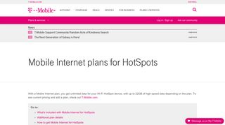 Mobile Internet plans for HotSpots | T-Mobile Support