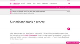 Submit and track a rebate | T-Mobile Support