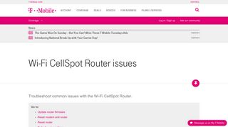 Wi-Fi CellSpot Router issues | T-Mobile Support