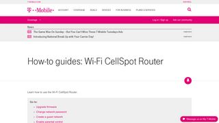 How-to guides: Wi-Fi CellSpot Router | T-Mobile Support