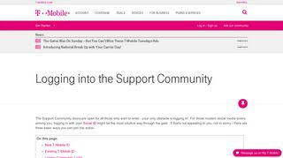 Logging into the Support Community | T-Mobile Support