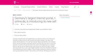 Germany's largest Internet portal, t-online.de, is introducing its new self