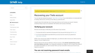 Recovering your Trello account - Trello Help