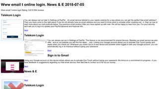 Www email t online login. Free email accounts. 2018-07-05