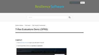T-Res Evaluations Demo (OPRS) – Resilience Software