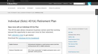 Individual 401(k) Retirement Plan | T. Rowe Price