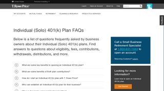 Individual 401(k) FAQs | T. Rowe Price