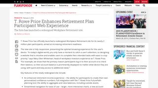 T. Rowe Price Enhances Retirement Plan Participant Web Experience ...